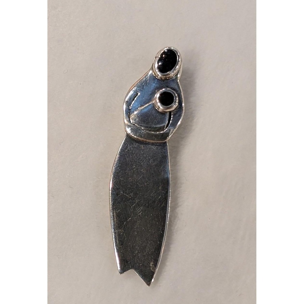 Vintage Mexico Sterling Silver Mother and Child Brooch Black Onyx Taxco Style